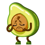 😞 авокадо, грустный, фрукт, милый, мультфильм, каваи telegram sticker
