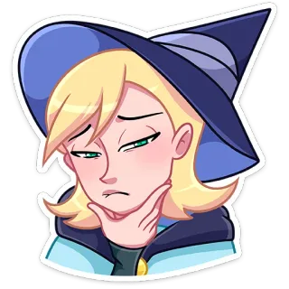 🤔 Hexe, Cartoon, Magie, blond, Hut telegram sticker