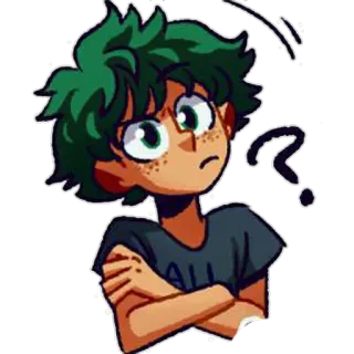 🤔 Izuku Midoriya My Hero Academia Izuku Midoriya, My Hero Academia, Anime, Domanda, Confuso whatsapp sticker