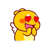 😍 любовь, милый, животное, глаза-сердечки, ангел, мультфильм telegram sticker