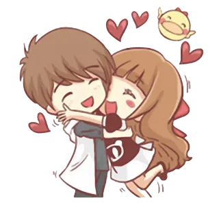 😍 paar, liebe, herzen, cartoon, zuneigung, niedlich, umarmung telegram sticker