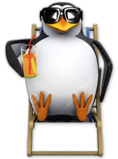 🕶 penguin, summer, beach, relaxing, vacation, sun telegram sticker