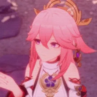 🌟 Yae Miko Genshin Impact yae miko, genshin impact, animé, jeu vidéo, cheveux roses, personnage, art numérique whatsapp sticker