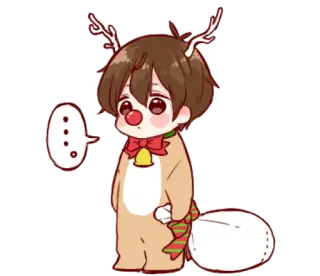 😟 renne, noël, animé, mignon, dessin animé whatsapp sticker