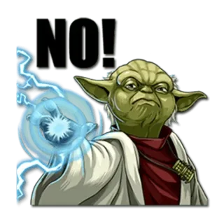👎 Yoda Star Wars NO! yoda, star wars, jedi, maestro, no, forza, fulmine telegram sticker