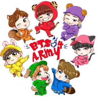 ❤️ BTS 4 ARMY BTS, K팝, 아미, 팬아트, SD캐릭터, 만화, 그룹, 음악 telegram sticker