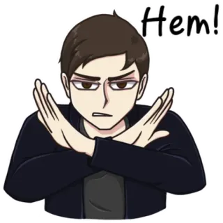 😠 Hem! Stop, Denegado, Hombre, Dibujo animado, Brazos cruzados, Rechazo telegram sticker
