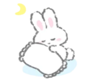 🕸 lapin, lune, mignon, sommeil, oreiller, animal, dessin animé, kawaii telegram sticker
