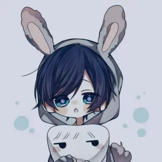 😦 Anime, Dessin animé, Chibi, Mignon, Lapin, Chamallow telegram sticker