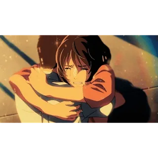 🫂 anime, hug, crying, emotional, sadness, love, anime couple telegram sticker