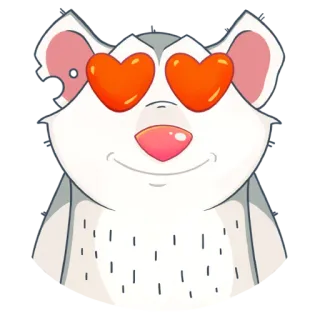 🧡 animal, lindo, amor, corazones, pegatina, zarigüeya telegram sticker