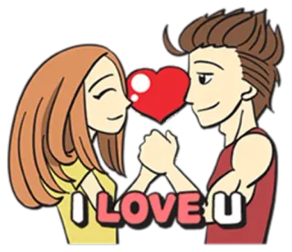 ❤ I LOVE U amor, corazón, pareja, romance, dibujos animados, afecto telegram sticker