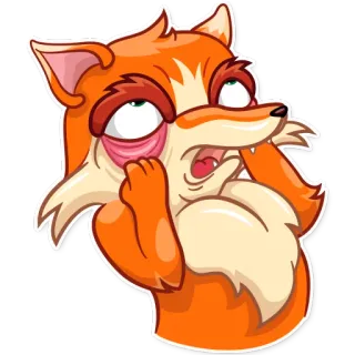 😵 fox, orange, cartoon, exhausted, tired, animal, sleepy telegram sticker