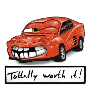 😆 Totally worth it! auto, valore, danneggiato, divertente, cartone animato, scherzo, macchina telegram sticker