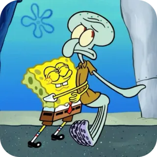 ❤ Spongebob Spongebob Squarepants cartoon, squidward, hug, friendship, nickelodeon telegram sticker
