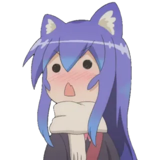 😳 anime, chica gato, impactada, sonrojo, bufanda, linda, manga, chica whatsapp sticker