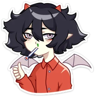 🤒 démon, malade, animé, manga, dessin animé, thermomètre, personnage, maladie telegram sticker