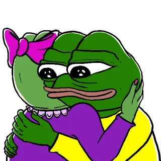 🤗 Pepe the Frog pepe, abbraccio, rana, coppia, amore whatsapp sticker