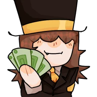 🤑 Kartun, Uang, Topi, Kaya, Setelan jas, Uang dolar whatsapp sticker