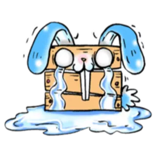 😭 ร้องไห้, เศร้า, กระต่าย, น้ำตา, การ์ตูน telegram sticker