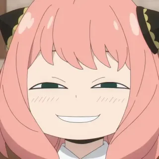 🥜 Anya Forger Spy x Family anime, girl, pink hair, smile, cute, cartoon whatsapp sticker