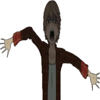 🙅‍♀ Anime, Schreiend, Verängstigt, Schockiert, Horror, Mann telegram sticker