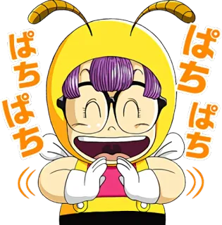 😆 ぱち ぱち ぱち ぱち hoạt hình, anime, cô gái, kính, trang phục ong telegram sticker