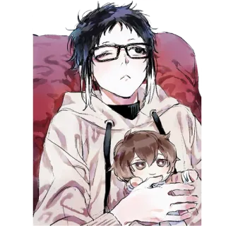 👀 Anime, Manga, Charakter, Brille, Puppe, Süß, Illustration telegram sticker