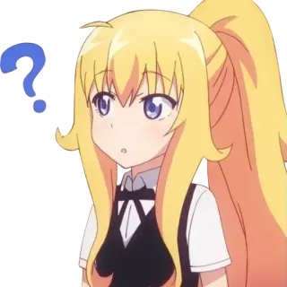 ❔ Anime, Pergunta, Loira, Garota, Confusa, Personagem telegram sticker