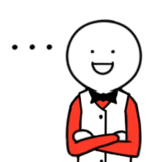 🤨 ... stick figure, character, illustration, waiter, bow tie whatsapp sticker