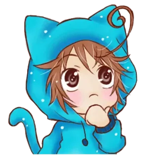 🤔 Anime, Gatto, Felpa con cappuccio, Carino, Cartone animato, Manga telegram sticker