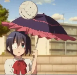 🧐 Anime, Personnage, Fille, Parapluie, Volleyball whatsapp sticker