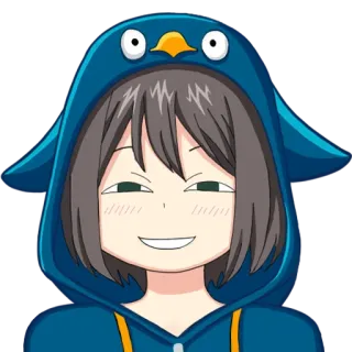 😄 Anime, Pingouin, Sweat à capuche, Fille, Dessin animé whatsapp sticker