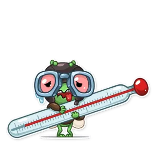 🤒 mosca, termômetro, doente, doente, desenho animado, inseto telegram sticker