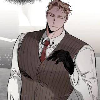 😌 man, vest, suit, glove, anime, drawing telegram sticker
