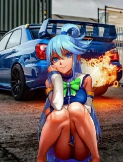 💙 Aqua Konosuba Anime, Konosuba, Aqua, Samochód telegram sticker