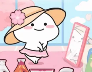 😂 personaggio, kawaii, carino, fiore, gonna, cappello telegram sticker