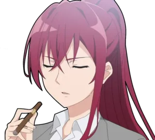 😌 Anime, Frau, Zigarre, rote Haare, Rauchen telegram sticker