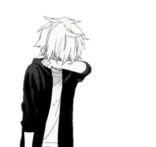 ♥️ Anime, Manga, Triste, Chico, Personaje, Blanco y negro telegram sticker