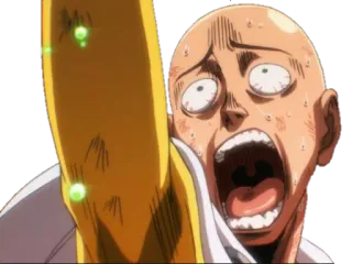 😱 Saitama One-Punch Man Аниме, Сайтама, Ванпанчмен, в шоке, смешно, реакция whatsapp sticker