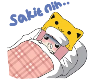 😷 So sick arghh 아픈, 피곤한, 졸린, 슬픈, 만화, 고양이, 담요 telegram sticker