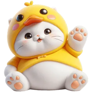 🖐 kot, uroczy, kreskówka, kawaii, zwierzę, kociak, żółty, kaczka telegram sticker