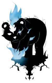😈 bear, animal, silhouette, flame, blue flame, cub telegram sticker