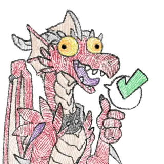 👍 naga, kartun, jempol ke atas, tanda centang, persetujuan, imut, stiker telegram sticker