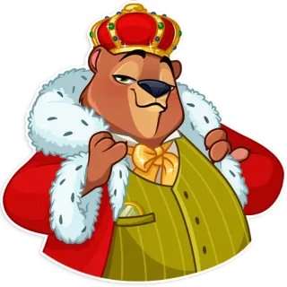 🤴 หมี, กษัตริย์, มงกุฎ, ราชวงศ์, สัตว์, การ์ตูน, ตัวละคร telegram sticker