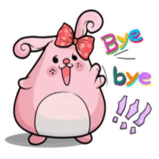 ✋ Bye bye Dibujo animado, Conejo rosa, Adiós, Saludo, Lindo, Despedida telegram sticker