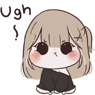 🥺 Ugh uroczy, dziewczyna, zirytowana, ugh, kreskówka, naklejka telegram sticker