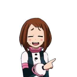 😣 Ochaco Uraraka My Hero Academia ochaco uraraka, my hero academia, anime, apontando, fofo telegram sticker