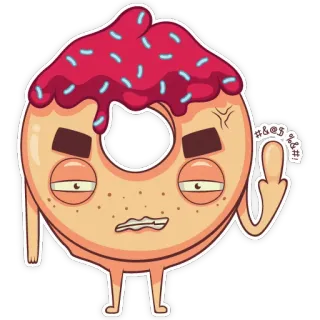 🖕 #@&§%&$# donat, jari tengah, menghina, kartun, makanan telegram sticker