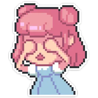 🙈 pixel art, capelli rosa, anime, carina, ragazza, pixelato telegram sticker